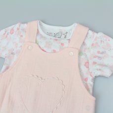 M14266: Baby Girls Waffle Fabric Top & Dungaree Outfit (0-6 Months)